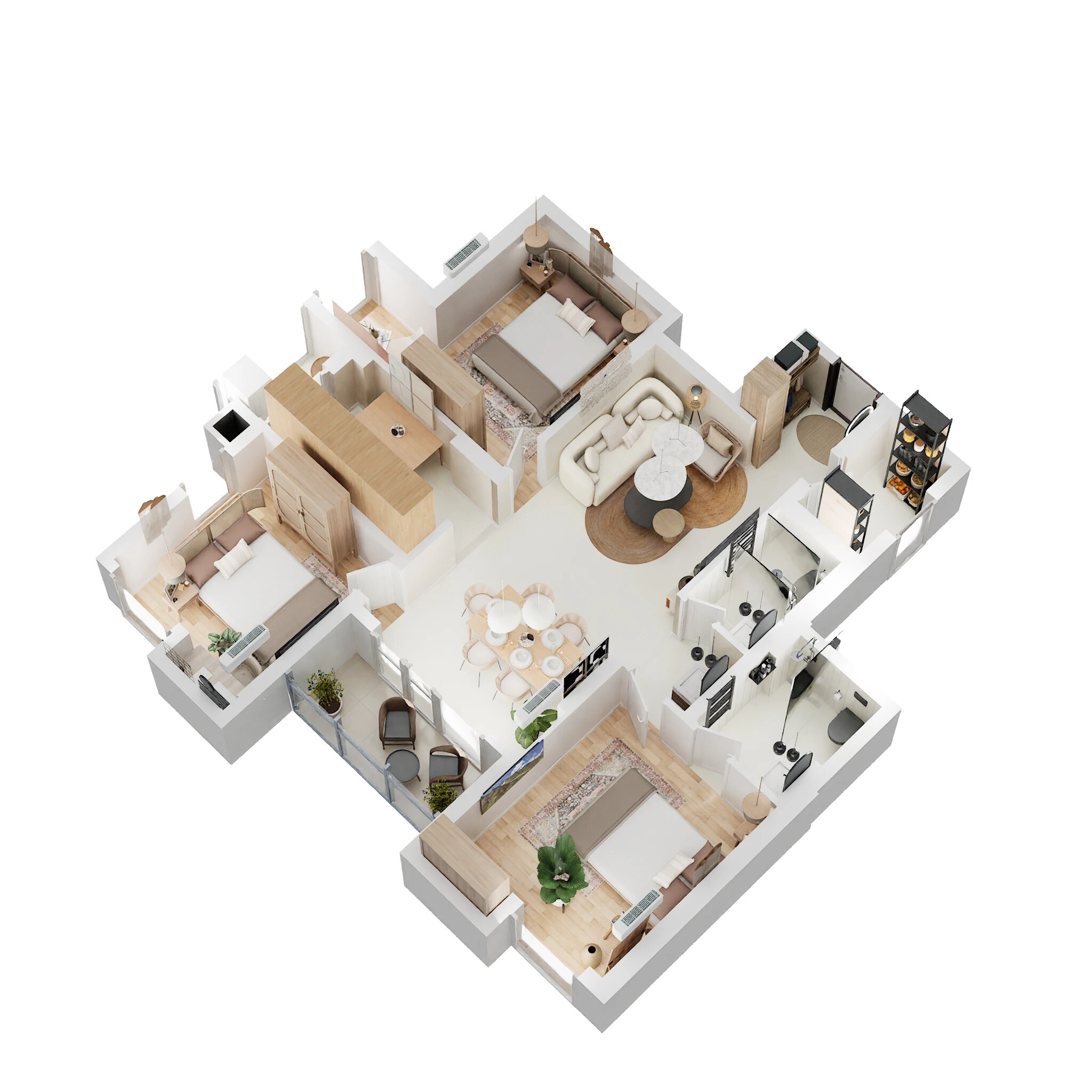 Floor plan of 3 BHK 1264 Sq. Ft. Apartment in Godrej Retreat BT Road, Kolkata