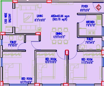  3 BHK Apartment at Gurukul Grande, New Town – for Sale