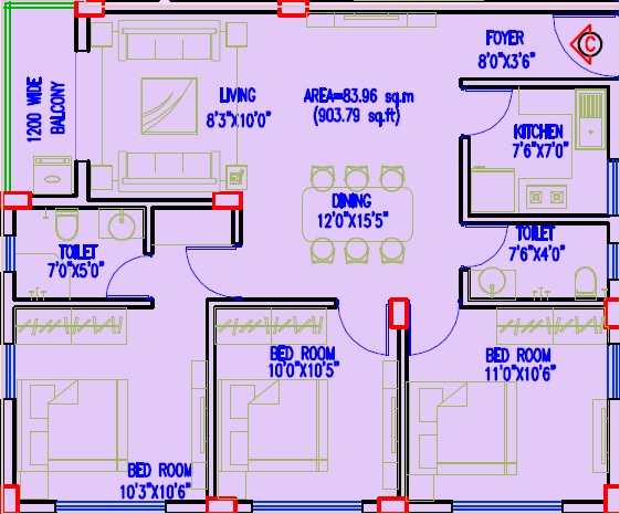 gurukul grande apartment 3bhk 1111sqft 1