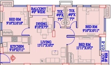  3 BHK Apartment at Gurukul Heights, New Town – for Sale