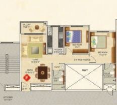 Floor plan of 2 BHK 1220 Sq. Ft. Apartment in Ideal Greens Kolkata, Kolkata