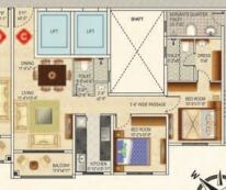 Floor plan of 2 BHK 1240 Sq. Ft. Apartment in Ideal Greens Kolkata, Kolkata