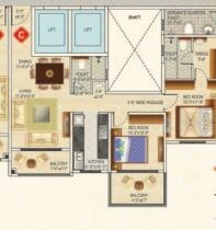 Floor plan of 3 BHK 1340 Sq. Ft. Apartment in Ideal Greens Kolkata, Kolkata