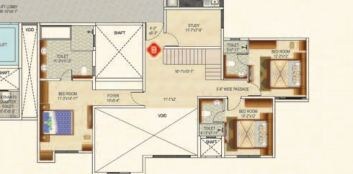 Floor plan of 3 BHK 1620 Sq. Ft. Apartment in Ideal Greens Kolkata, Kolkata