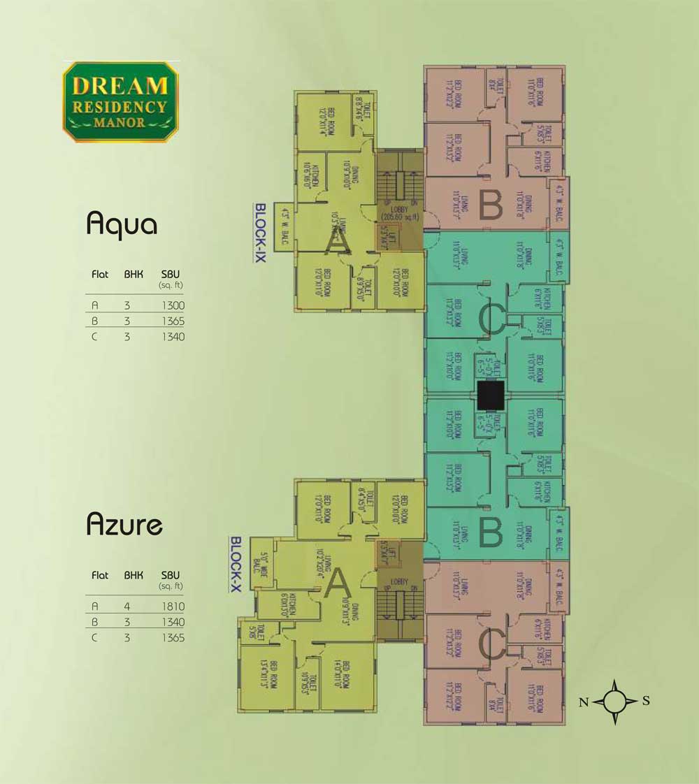 Floor plan of 4 BHK 1810 Sq. Ft. Apartment in Jain Dream Residency Manor, Kolkata