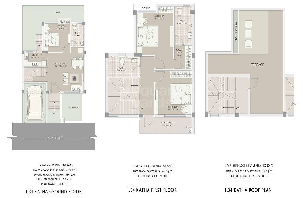 Floor plan of 3 BHK 2136 Sq. Ft. Villa in Jupiter Gardenium, Kolkata