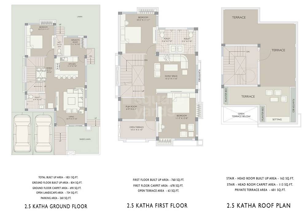 Floor plan of 3 BHK 3479 Sq. Ft. Villa in Jupiter Gardenium, Kolkata
