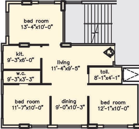 Floor plan of 3 BHK 1348 Sq. Ft. Apartment in Loharuka Green Chinar, Kolkata