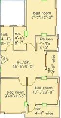 Floor plan of 3 BHK 1115 Sq. Ft. Apartment in Loharuka Green Heights, Kolkata