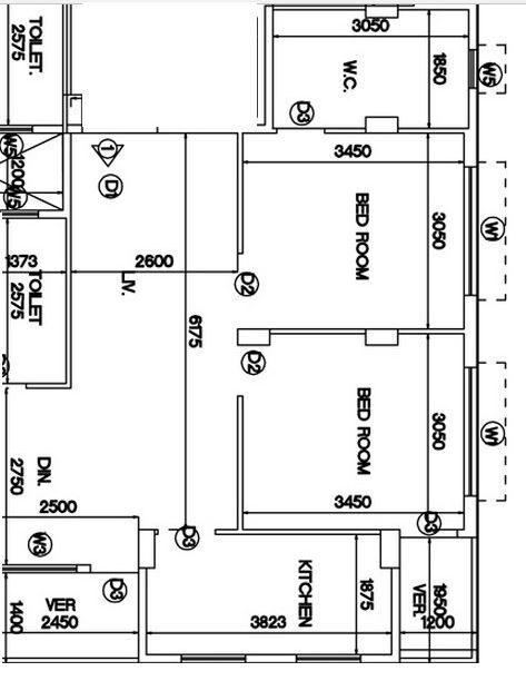 Floor plan of 2 BHK 870 Sq. Ft. Apartment in Loharuka Green Leaf, Kolkata