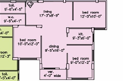 Floor plan of 2 BHK 801 Sq. Ft. Apartment in Loharuka Green Oasis, Kolkata
