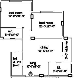 Floor plan of 2 BHK 787 Sq. Ft. Apartment in Loharuka Green Residency, Kolkata