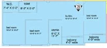 Floor plan of 3 BHK 1514 Sq. Ft. Apartment in Loharuka Green Vista, Kolkata