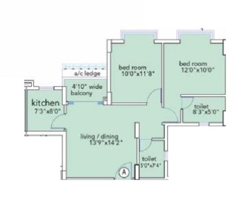 Floor plan of 3 BHK 626 Sq. Ft. Apartment in Loharuka Urban Greens, Kolkata