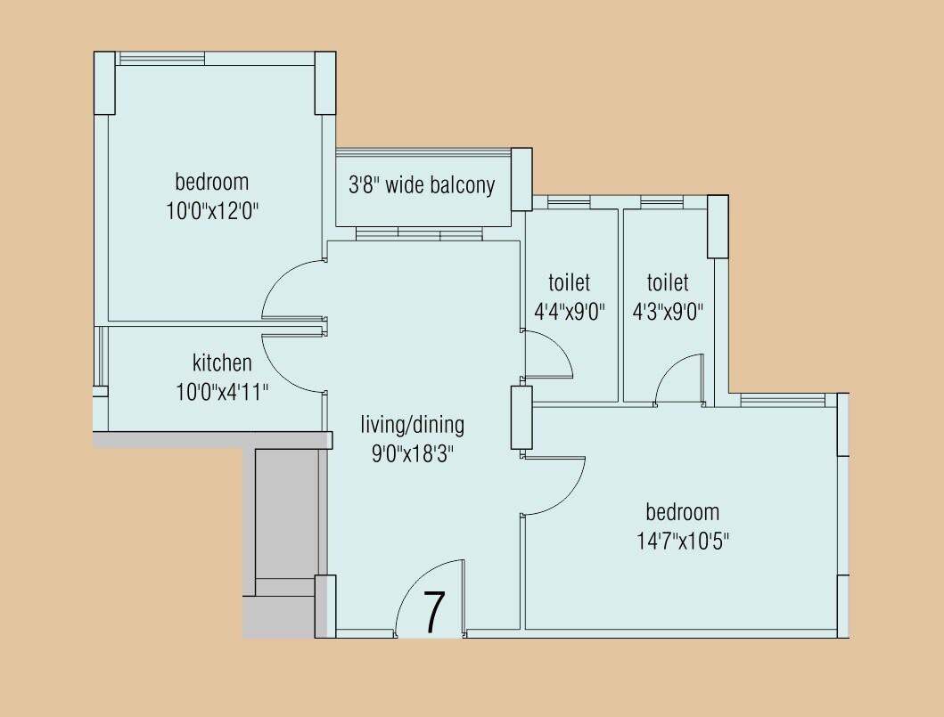 Floor plan of 2 BHK 512 Sq. Ft. Apartment in Loharuka Urban Vista, Kolkata