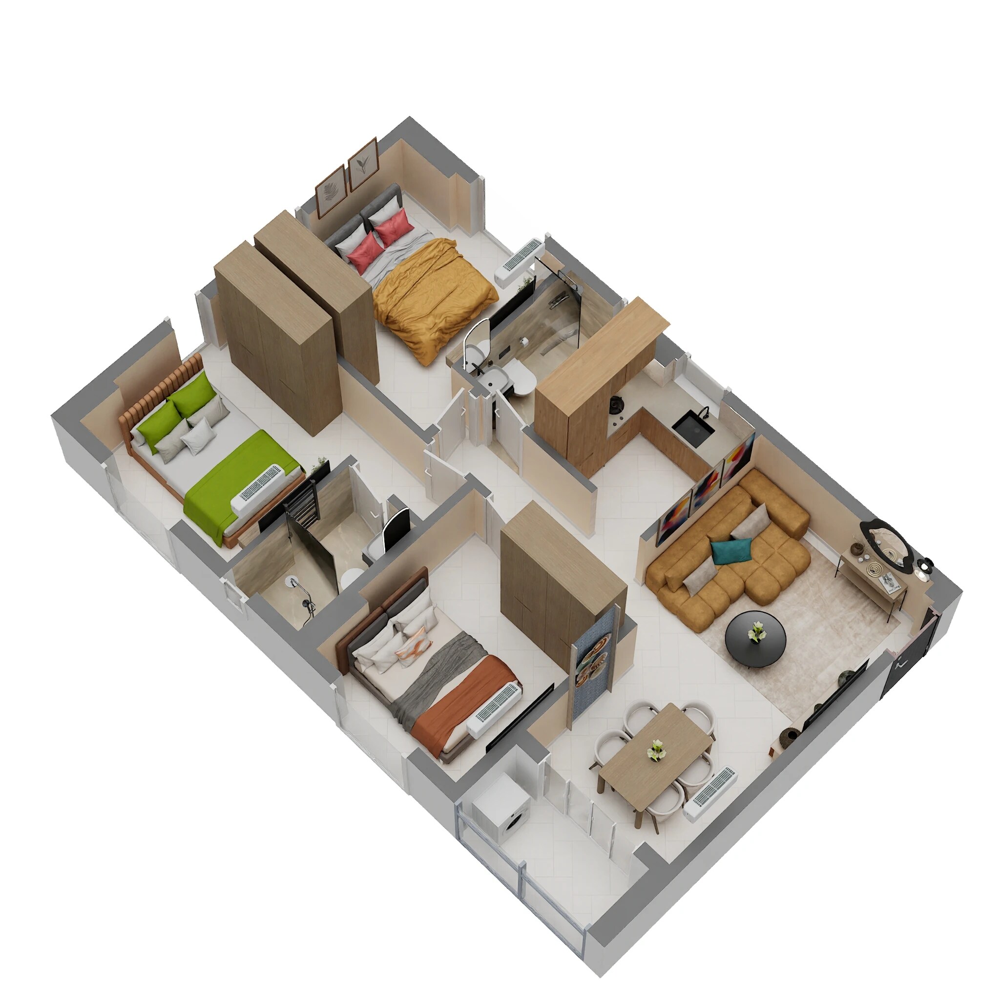 3 BHK 850 Sq. Ft. Apartment