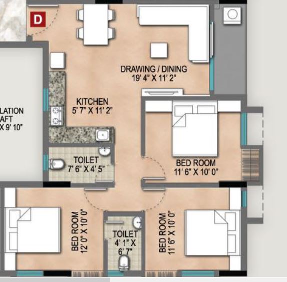 Magnolia Empire 3 BHK Layout