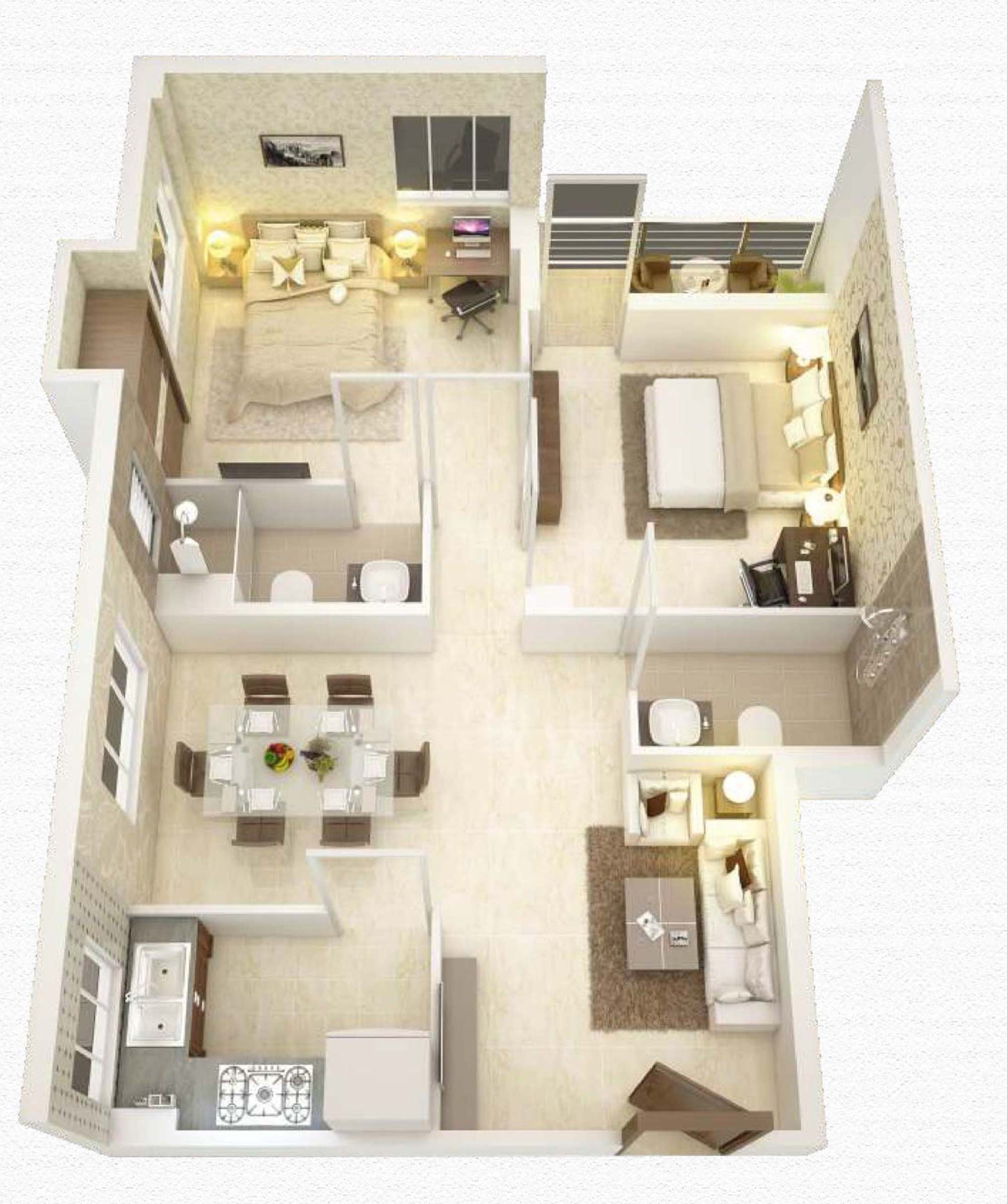 Floor plan of 2 BHK 933 Sq. Ft. Apartment in Magnolia Merlion, Kolkata
