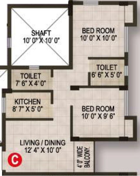 2 BHK 796 Sq. Ft. Apartment