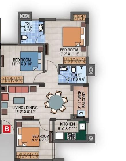 magnolia success apartment 3bhk 950sqft 1