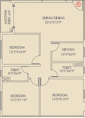 Floor plan of 3 BHK 1415 Sq. Ft. Apartment in Mani Casa, Kolkata