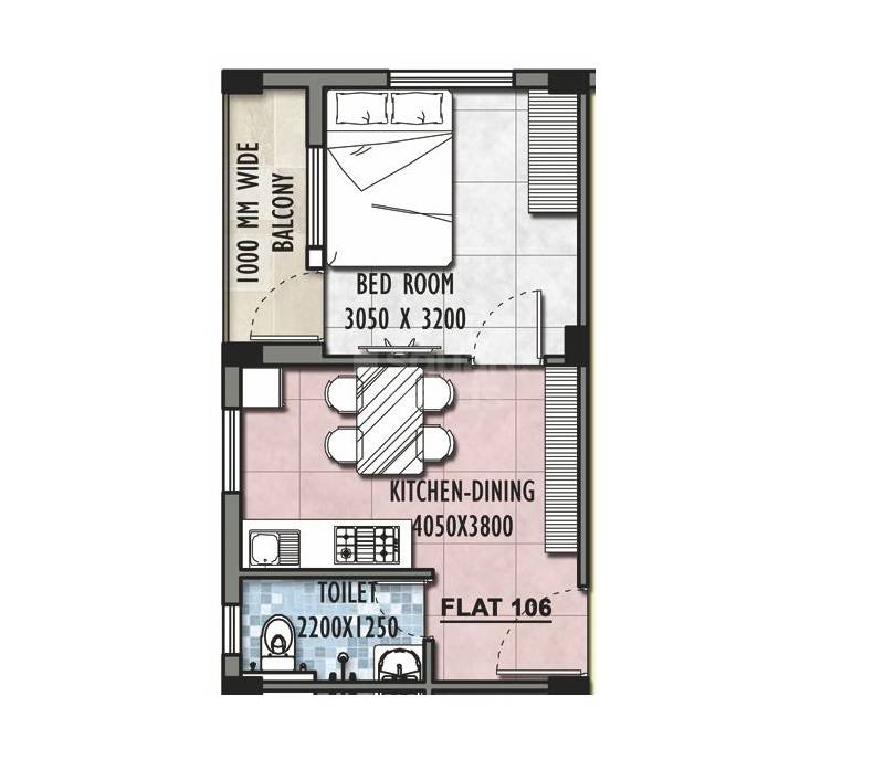 1 BHK 465 Sq. Ft. Apartment