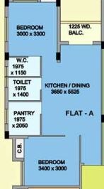 Floor plan of 2 BHK 725 Sq. Ft. Apartment in Mayfair Housing Blossom, Kolkata