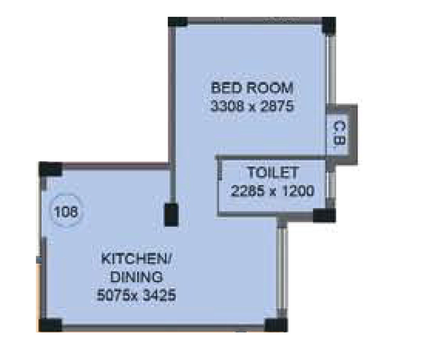 Floor plan of 1 BHK 480 Sq. Ft. Apartment in Mayfair Housing Elita, Kolkata