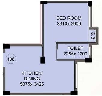 Floor plan of 1 BHK 510 Sq. Ft. Apartment in Mayfair Housing Elite, Kolkata