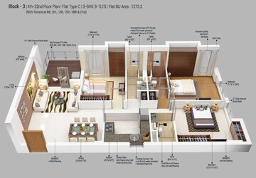  3 BHK Apartment at Merlin 5th Avenue, Salt Lake City – for Rent