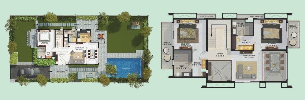 Floor plan of 3 BHK 2000 Sq. Ft. Villa in Merlin Aquaville, Kolkata