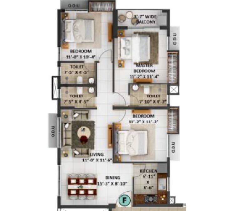 Other, merlin-avana 3 Bedroom 1037 Sq.Ft. Apartment In Tollygunge Kolkata 8931238