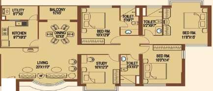 merlin cambridge apartment 3bhk 2070sqft