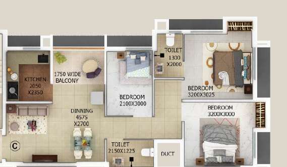 merlin gangotri apartment 3 bhk 762sqft 20203001103023