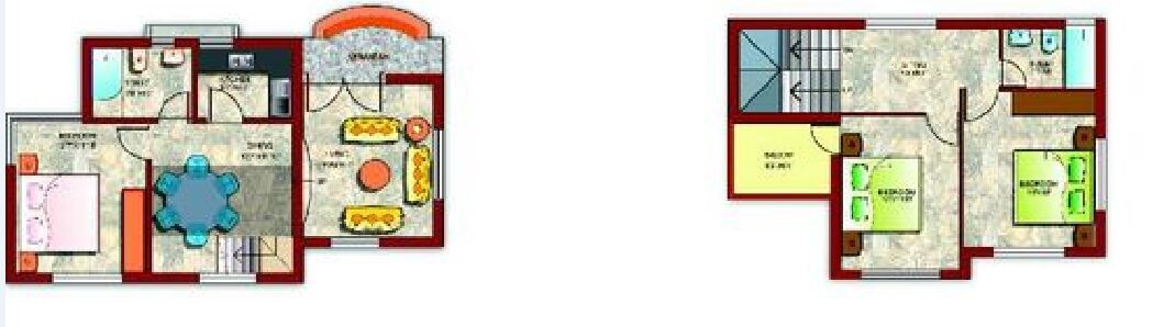 Floor plan of 3 BHK 1275 Sq. Ft. Villa in Merlin Greens Villa, Kolkata