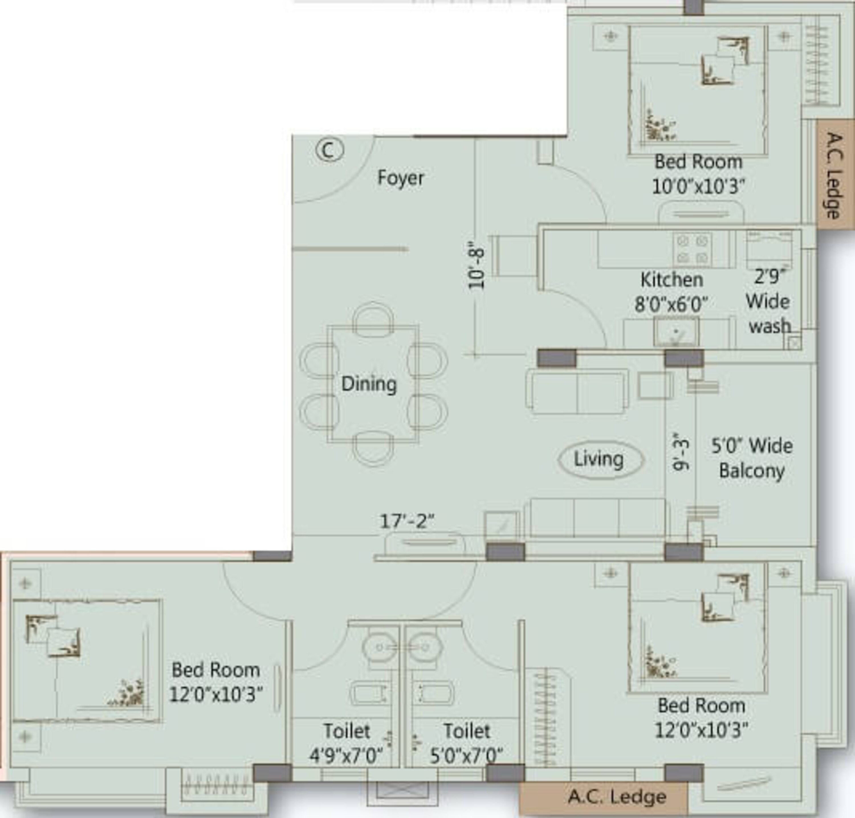 merlin ornate apartment 3bhk 1301sqft 1