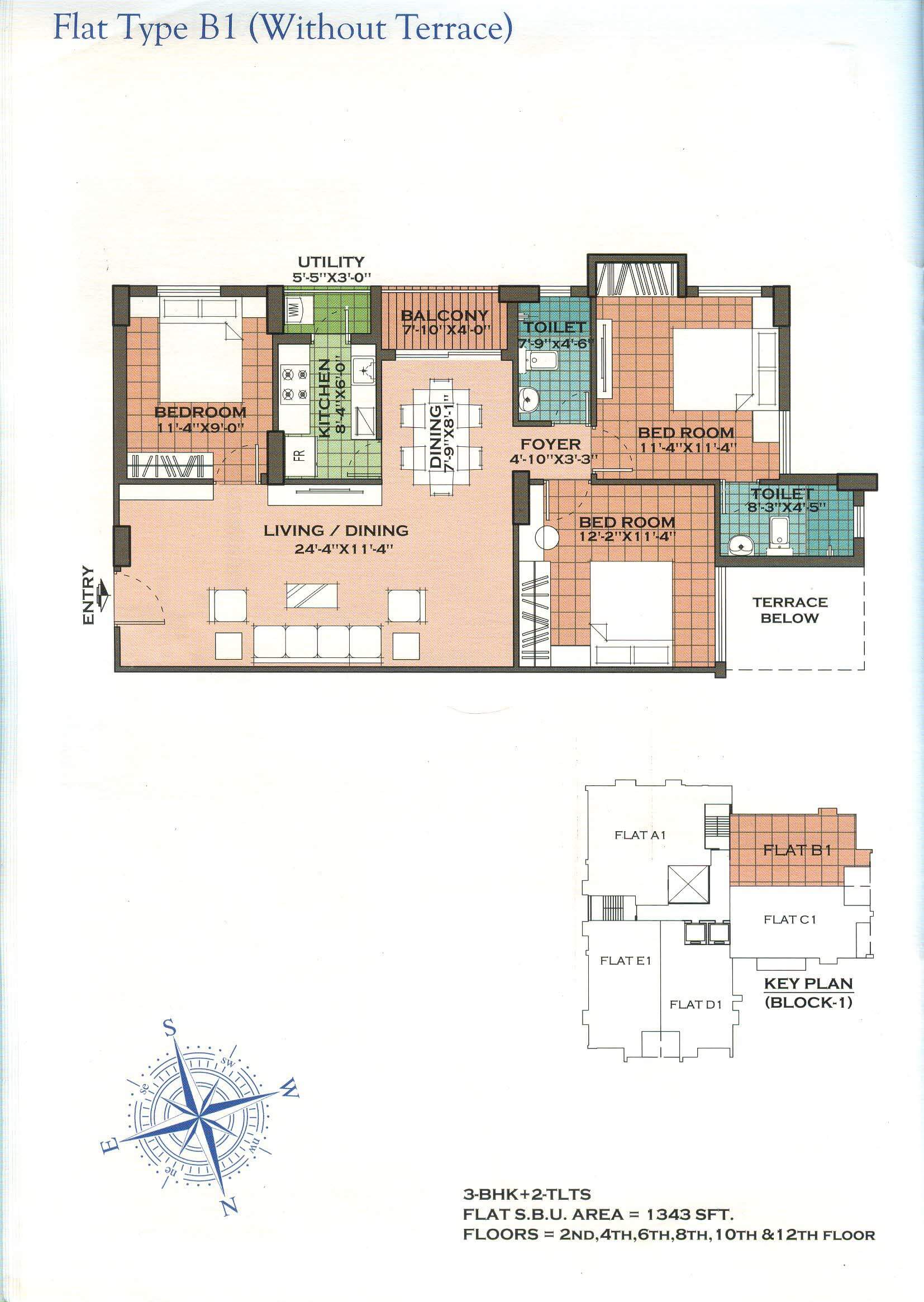 3 BHK 1343 Sq. Ft. Apartment