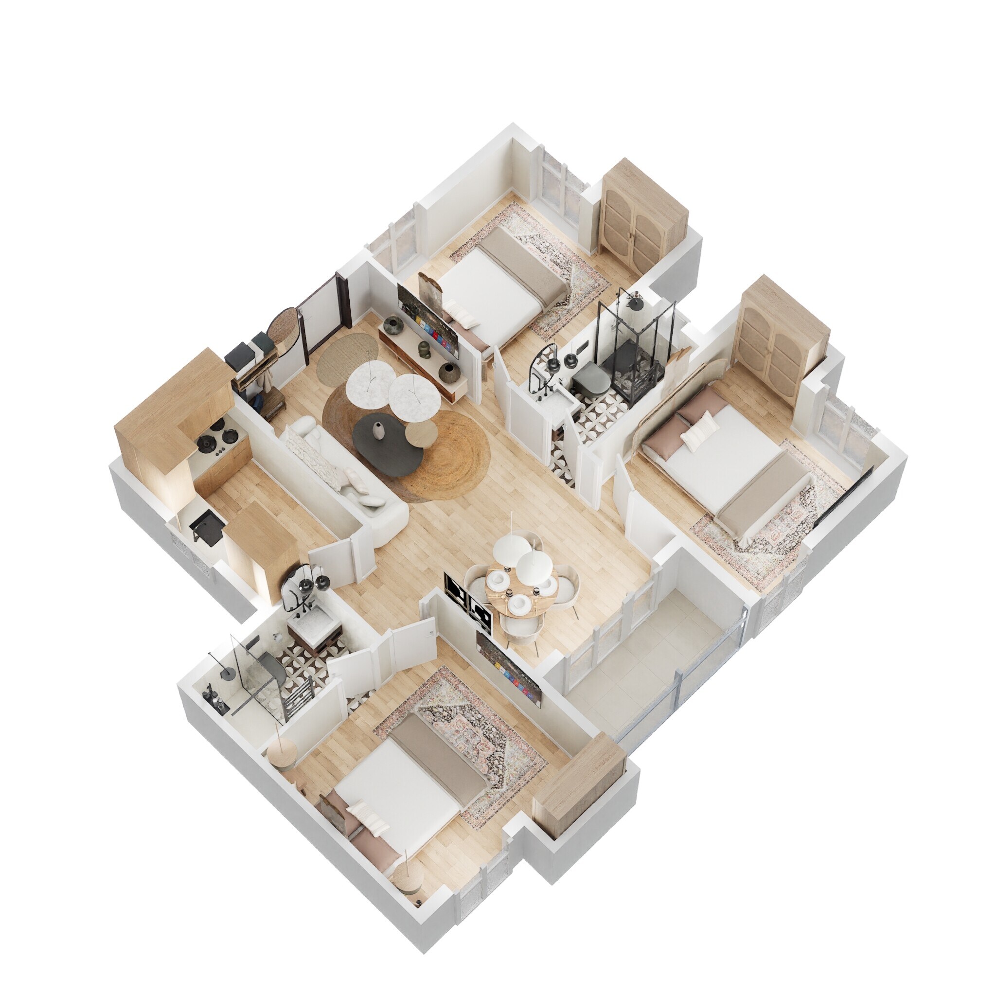 Floor plan of 3 BHK 1003 Sq. Ft. Apartment in Merlin Serenia, Kolkata