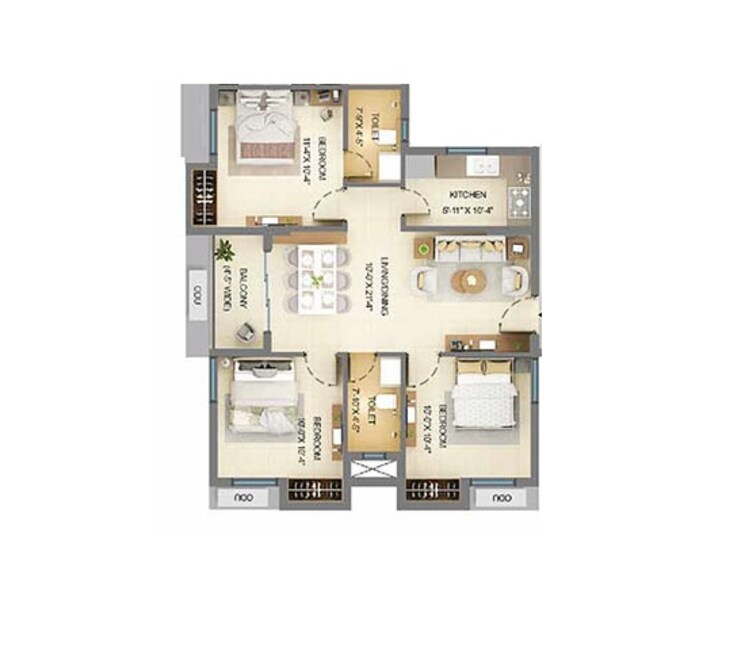 Other, merlin-serenia 3 Bedroom 1003 Sq.Ft. Apartment In Bt Road Kolkata 8672764