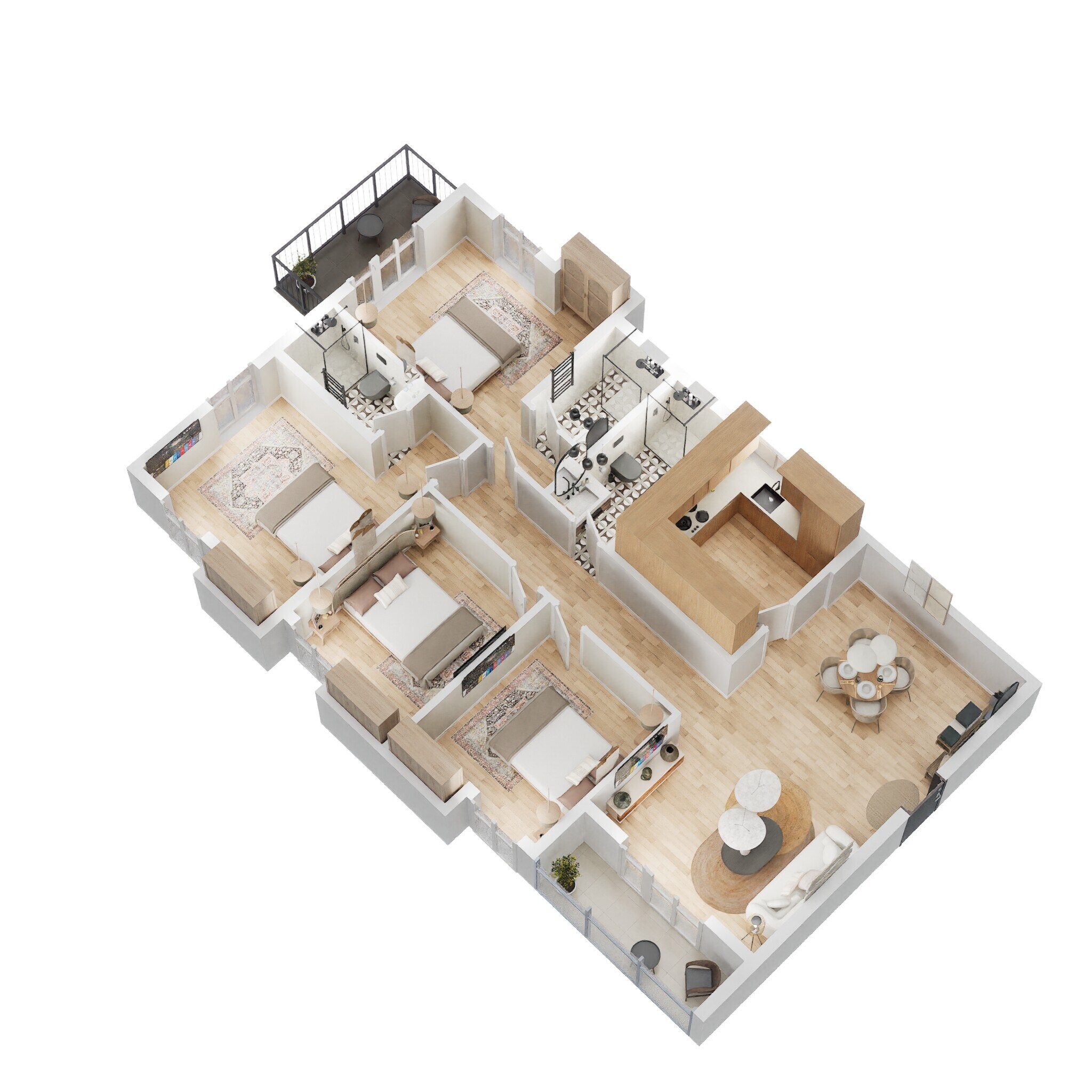 Floor plan of 4 BHK 1629 Sq. Ft. Apartment in Merlin Serenia, Kolkata