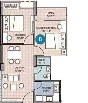 2 BHK 640 Sq. Ft. Apartment in Merlin Waterfront