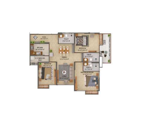 3 BHK 1321 Sq. Ft. Apartment in Merlin X