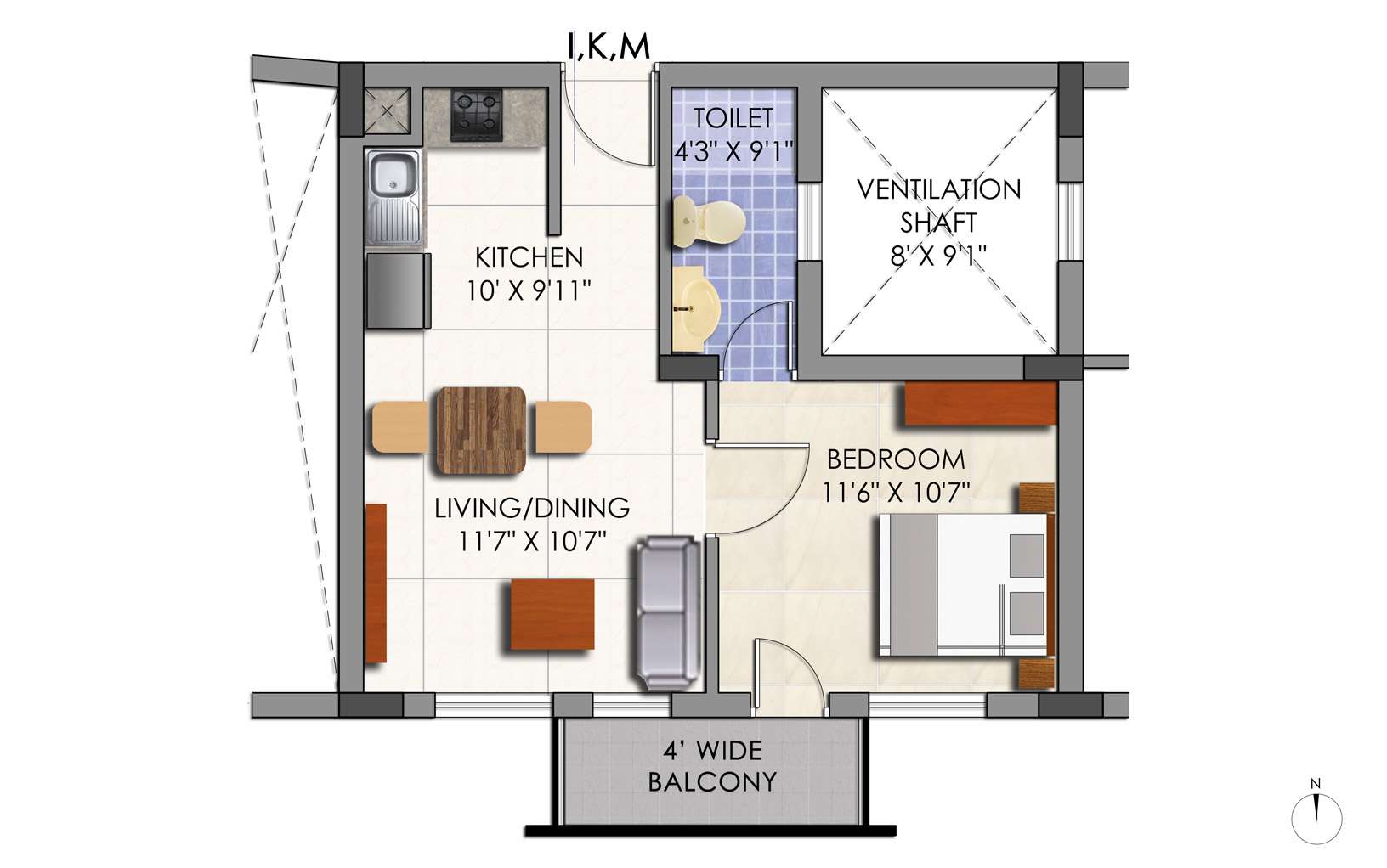 2 Bhk 660 Sq Ft Apartment