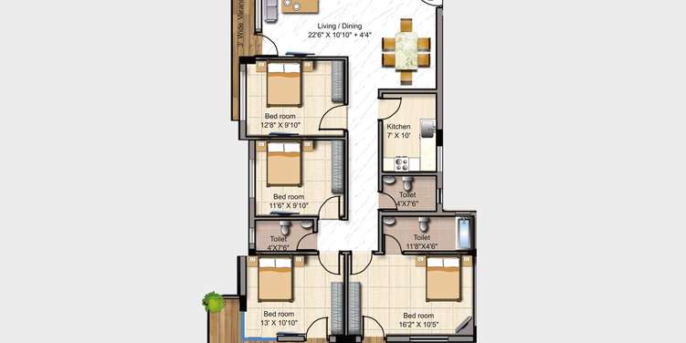 mounthill fussion apartment 4bhk 2265sqft