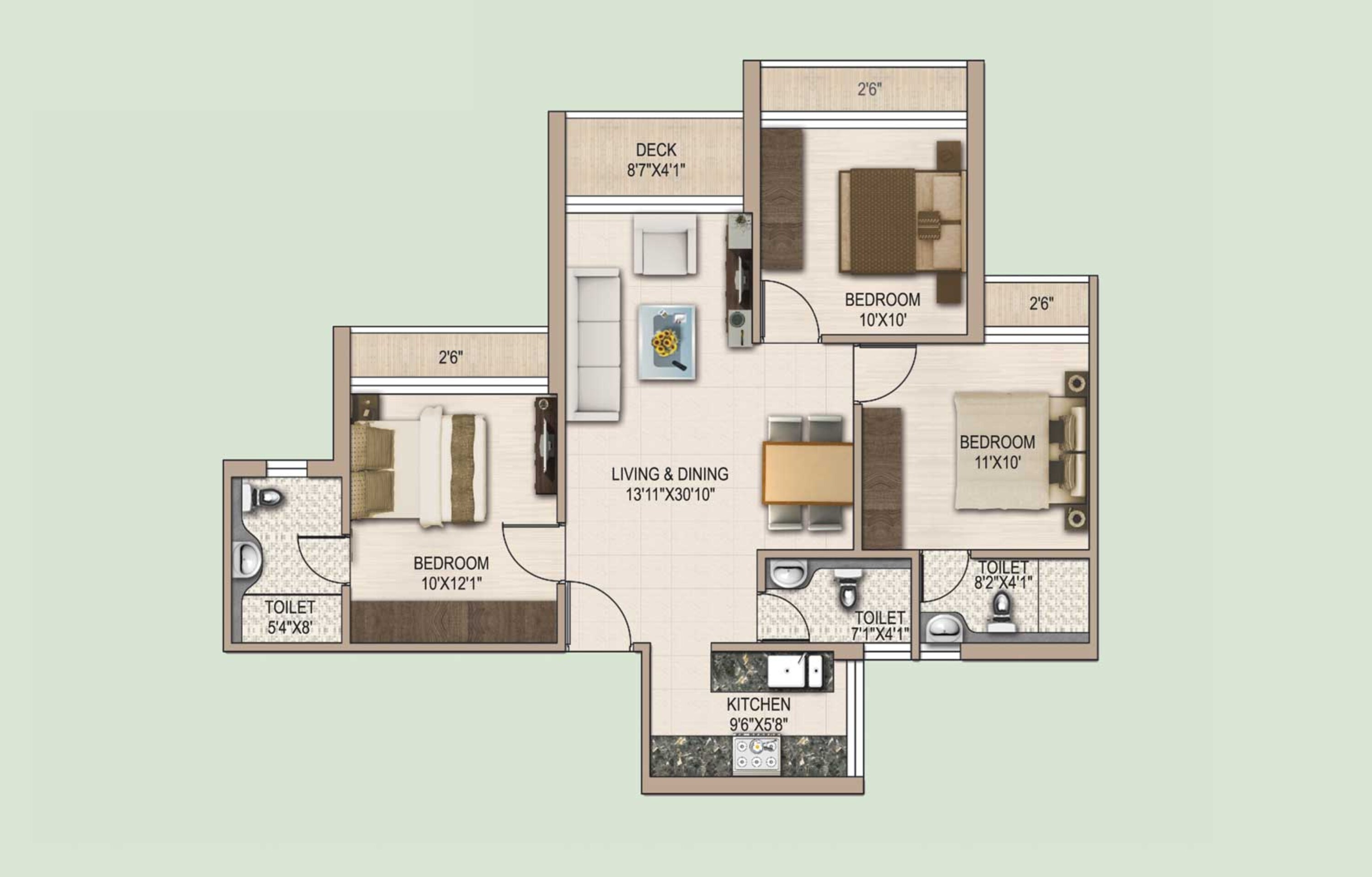 mounthill north grande apartment 3bhk 1312sqft
