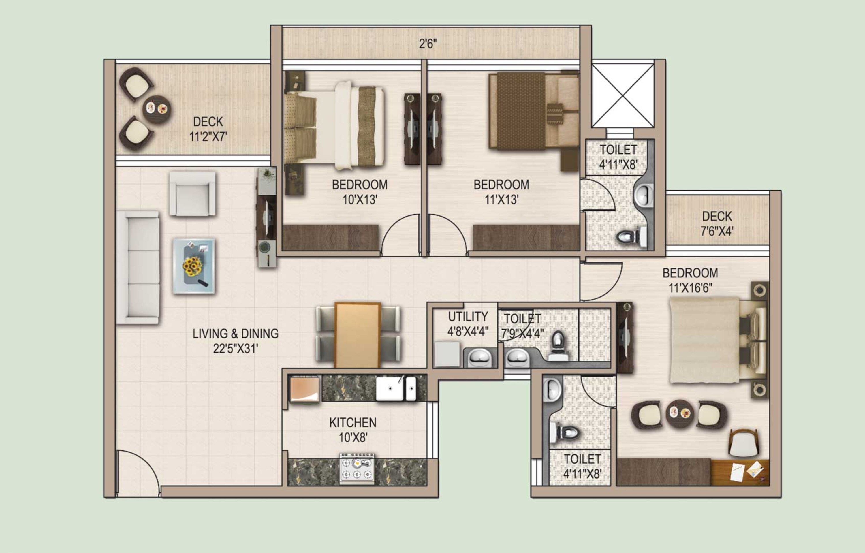 mounthill north grande apartment 3bhk 1903sqft