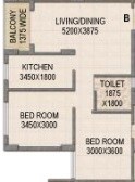 Floor plan of 2 BHK 939 Sq. Ft. Apartment in Mounthill The Rain Forest, Kolkata