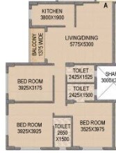Floor plan of 3 BHK 1587 Sq. Ft. Apartment in Mounthill The Rain Forest, Kolkata