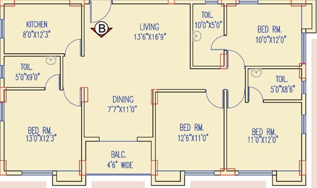 4 BHK 1825 Sq. Ft. Apartment