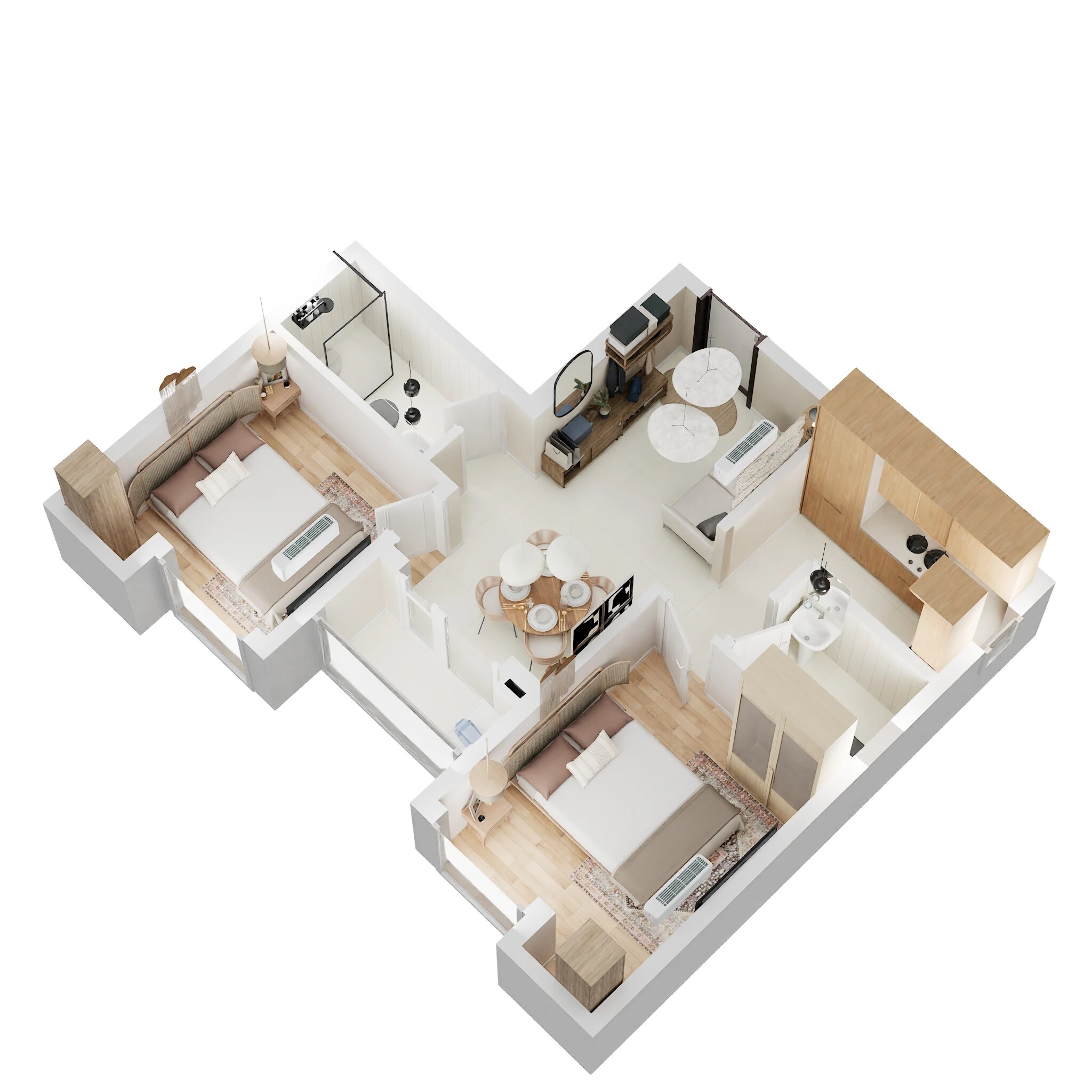 Floor plan of 2 BHK 768 Sq. Ft. Apartment in Neelkanth Chitrakut Greenville, Kolkata